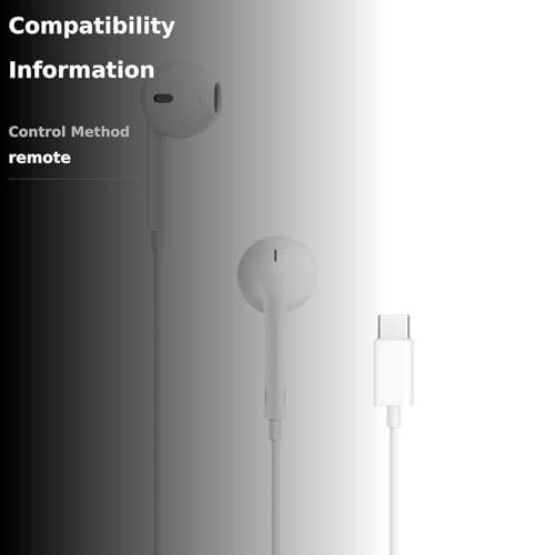 Apple EarPods Headphones with USB-C Plug, Wired Ear Buds with Built-in Remote to Control Music, Phone Calls, and Volume